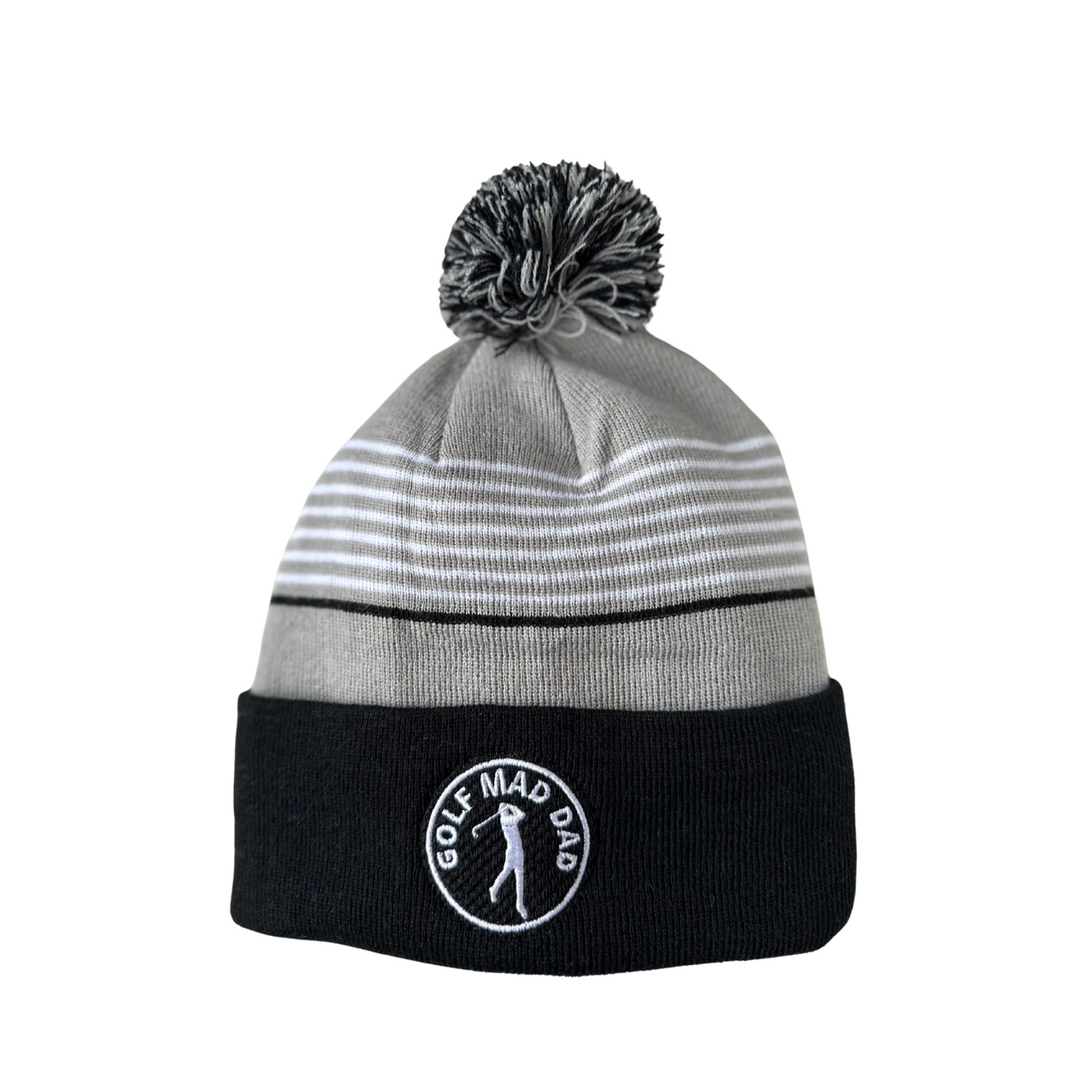 Golf Mad Dad Bobble Hat in Alto Grey, Black & White