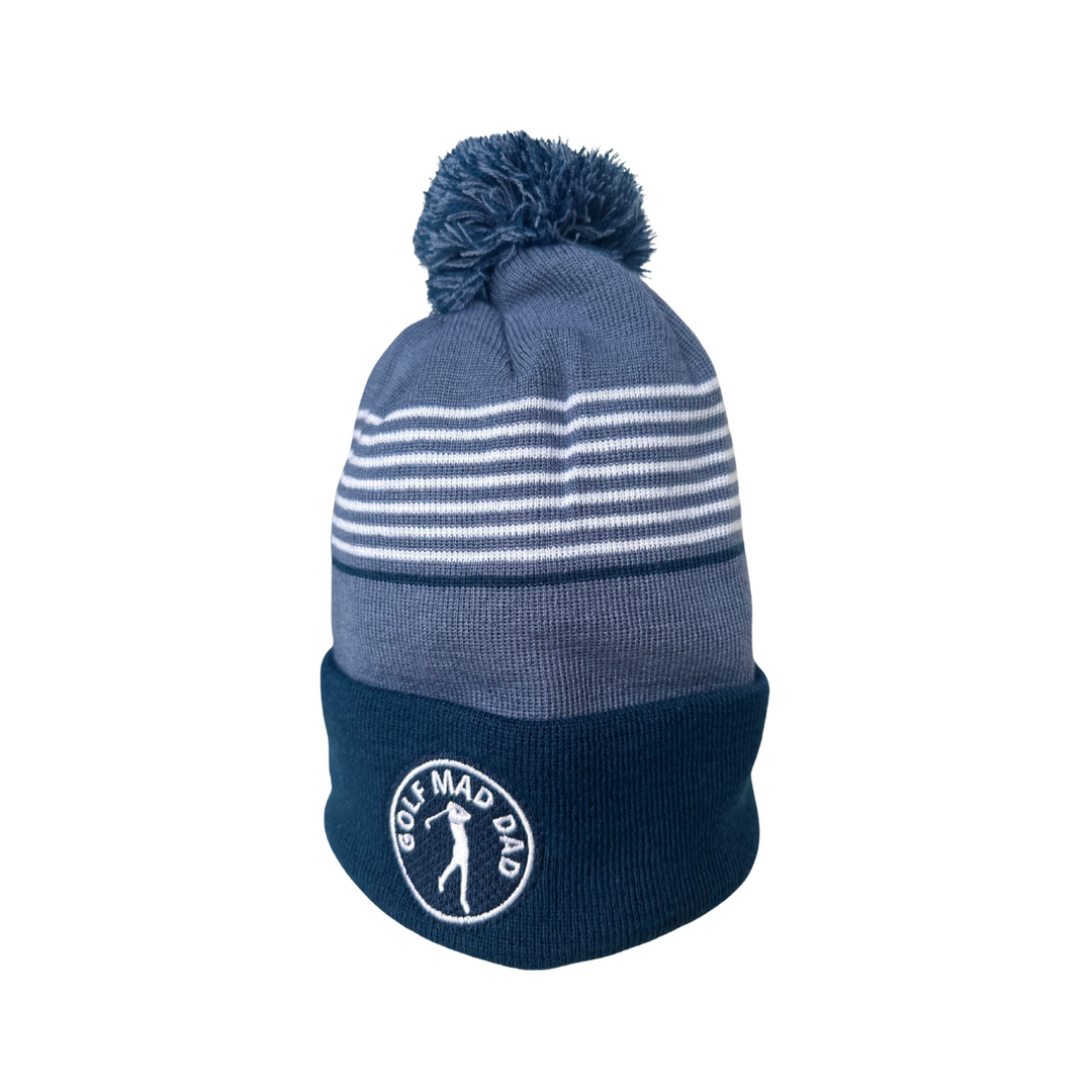 Golf Mad Dad Bobble Hat in Chambray, Navy & White