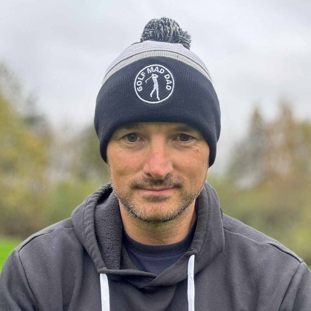Golf Mad Dad Bobble Hat in Alto Grey, Black & White
