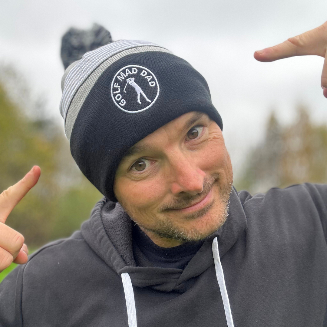 Golf Mad Dad Bobble Hat in Alto Grey, Black & White