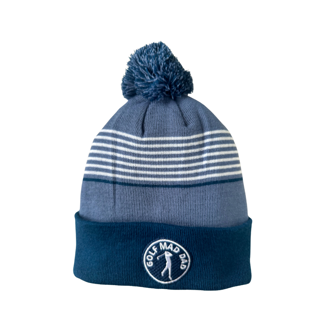 Golf Mad Dad Bobble Hat in Chambray, Navy & White